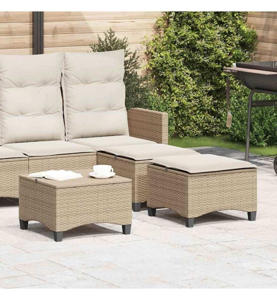 Tabourets jardin coussins 2pcs beige 55x55x36 cm résine tressée