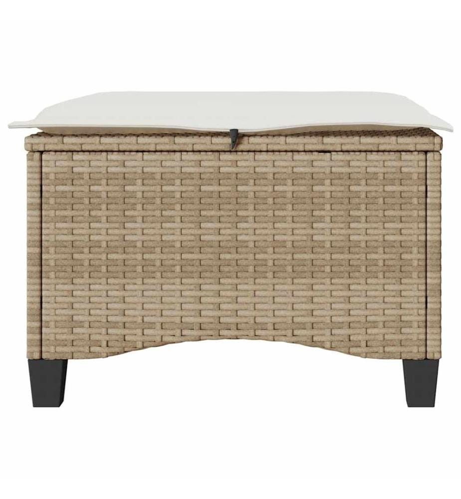 Tabourets jardin coussins 2pcs beige 55x55x36 cm résine tressée