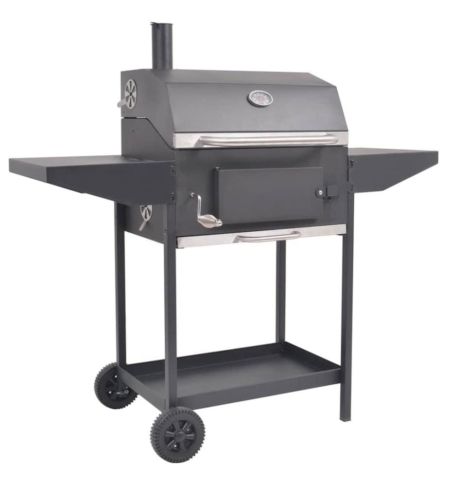 Holzkohlegrill Smoker mit Ablage Schwarz