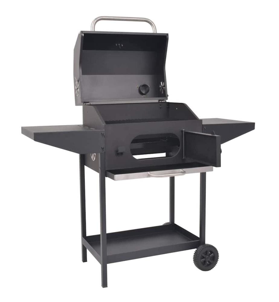 Holzkohlegrill Smoker mit Ablage Schwarz