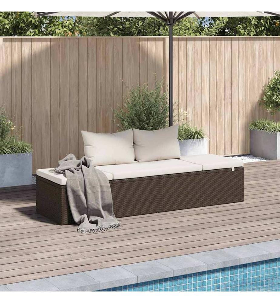 Lit de jardin Marron 195x60 cm Résine tressée