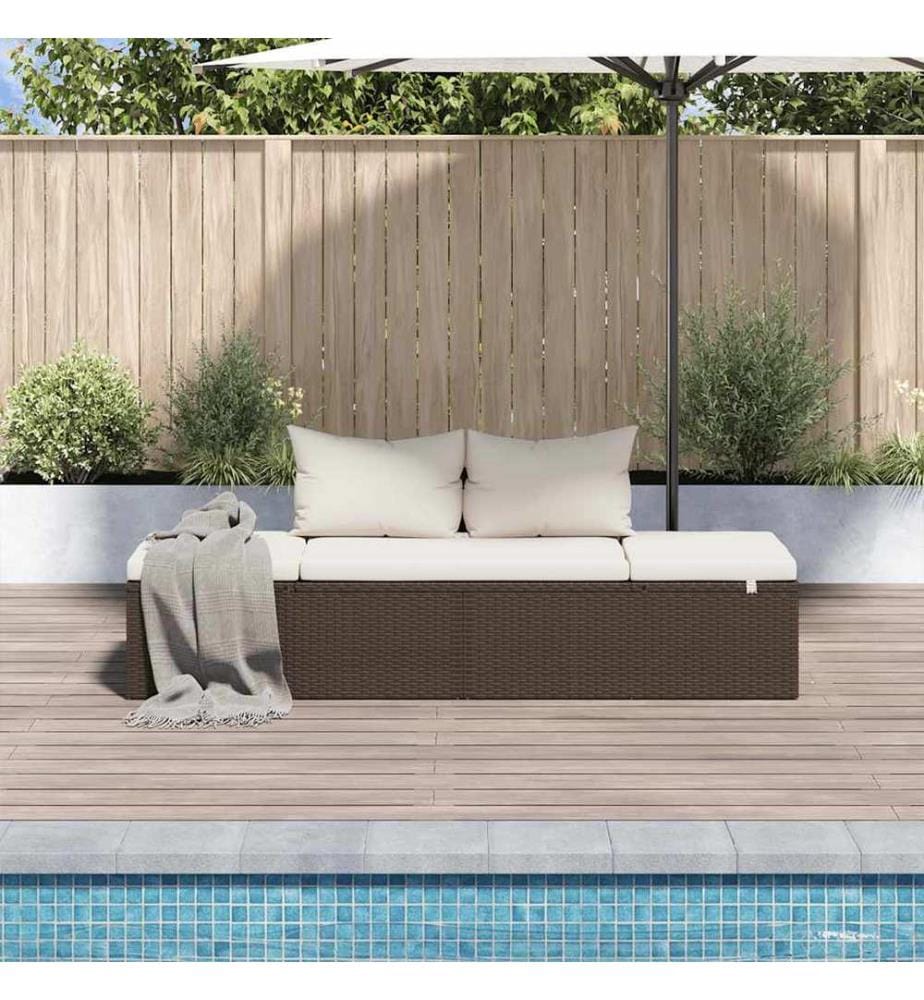 Lit de jardin Marron 195x60 cm Résine tressée