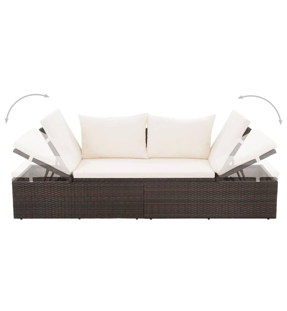 Lit de jardin Marron 195x60 cm Résine tressée
