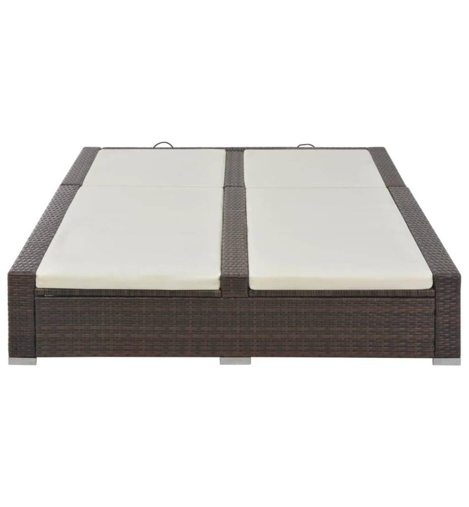 Doppel-Sonnenliege Poly Rattan Braun