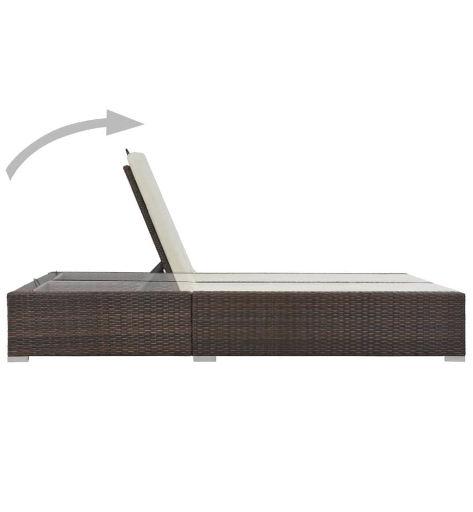 Doppel-Sonnenliege Poly Rattan Braun