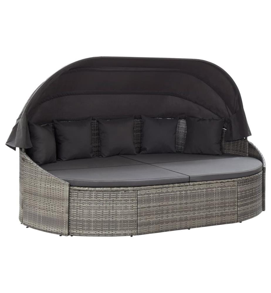 Outdoor-Loungebett mit Dach Grau