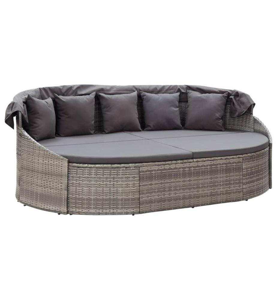Outdoor-Loungebett mit Dach Grau