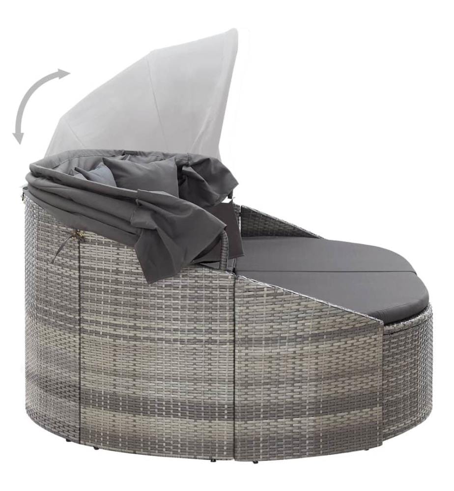 Outdoor-Loungebett mit Dach Grau
