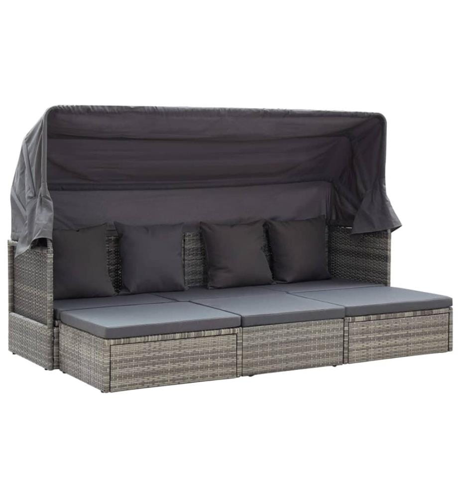 Garten-Sonneninsel mit Dach Grautöne Poly Rattan