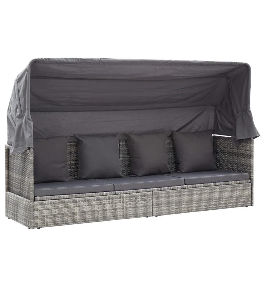 Garten-Sonneninsel mit Dach Grautöne Poly Rattan
