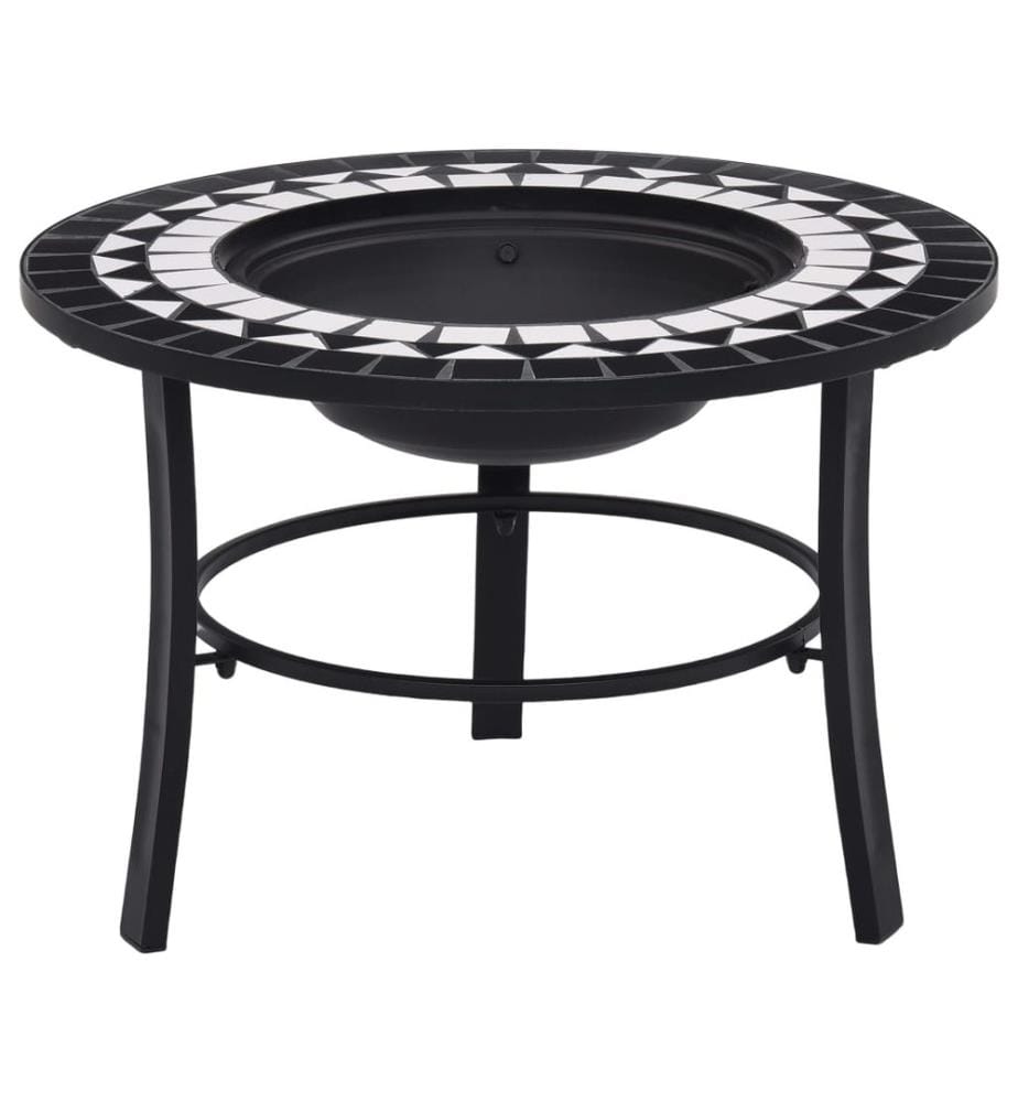 Feuerstelle Mosaik Keramik Schwarz und Weiss 68 cm