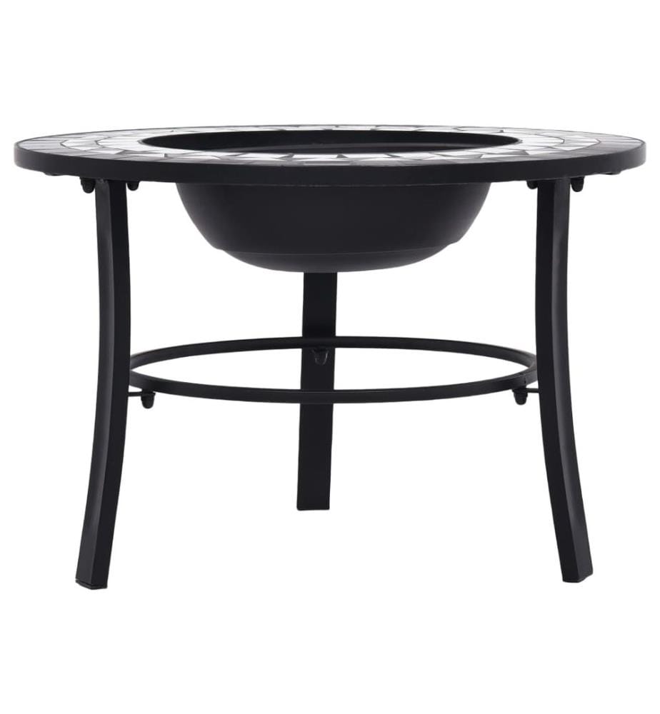 Feuerstelle Mosaik Keramik Schwarz und Weiss 68 cm