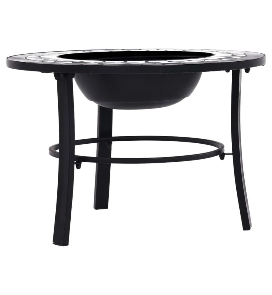 Feuerstelle Mosaik Keramik Schwarz und Weiss 68 cm