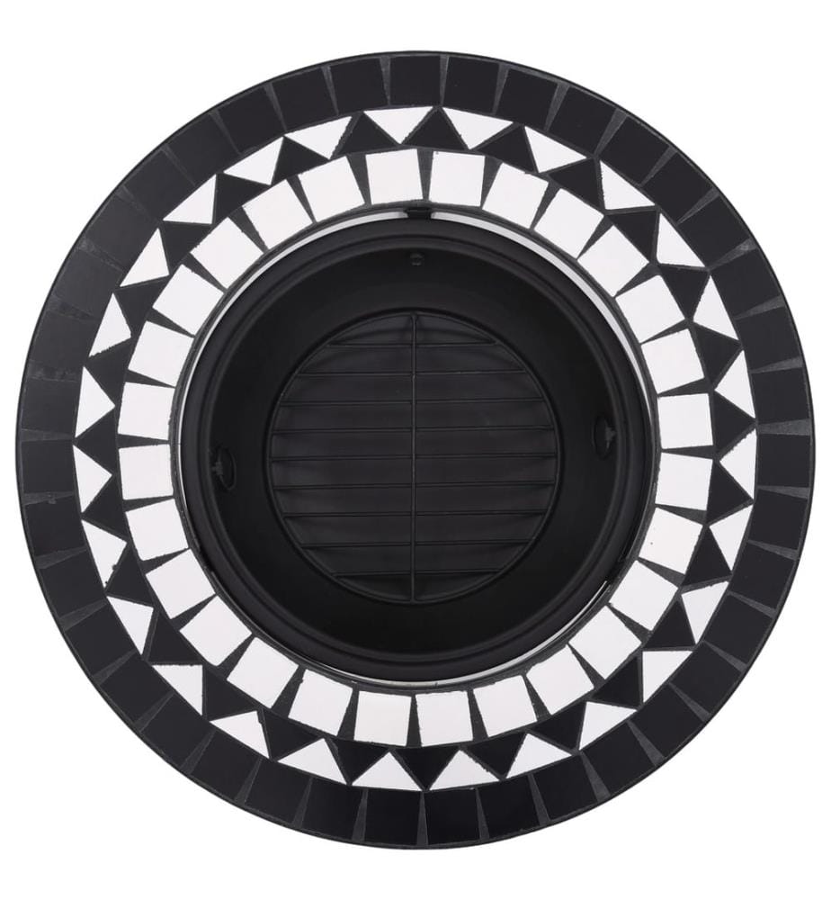 Feuerstelle Mosaik Keramik Schwarz und Weiss 68 cm