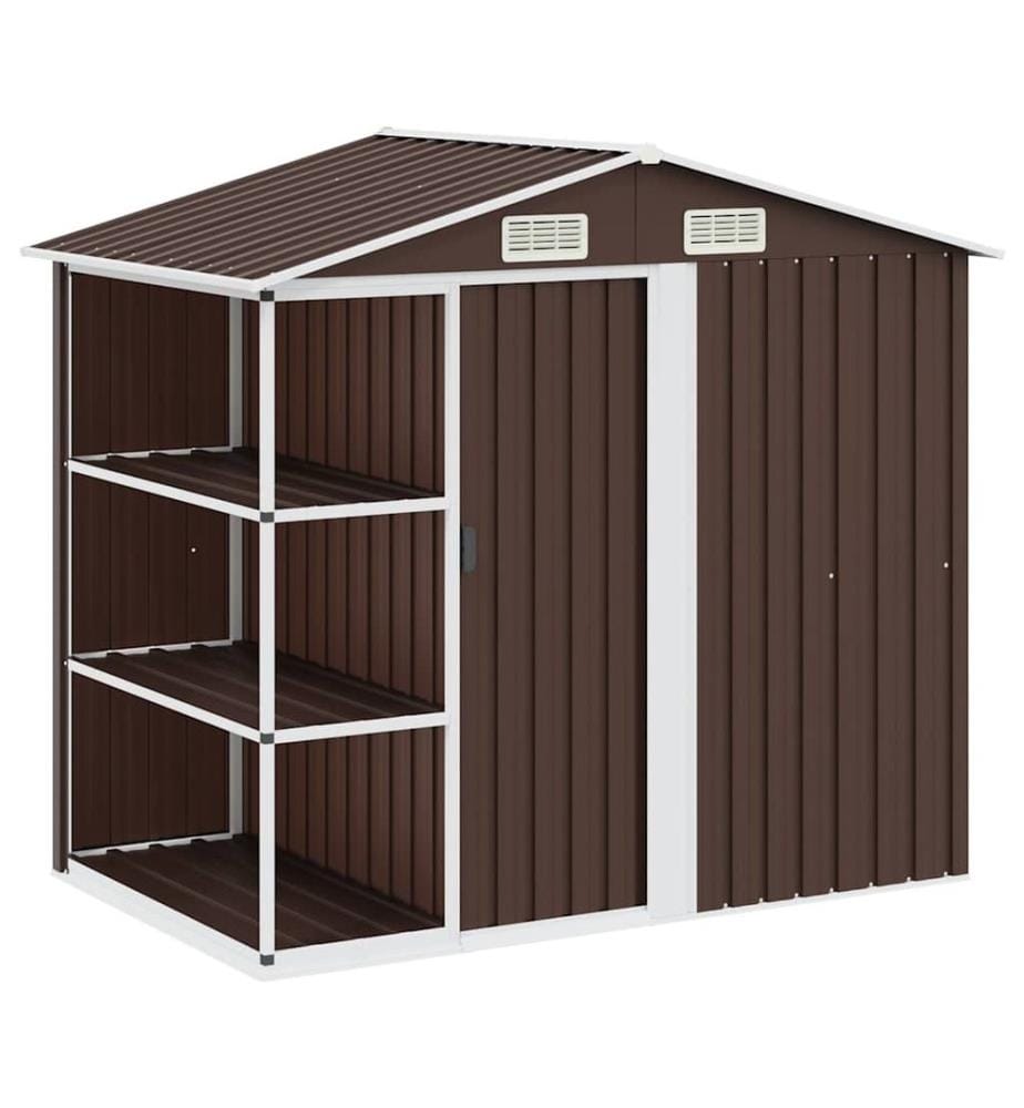 Gartenhaus mit Regal Braun 205x130x183 cm Eisen