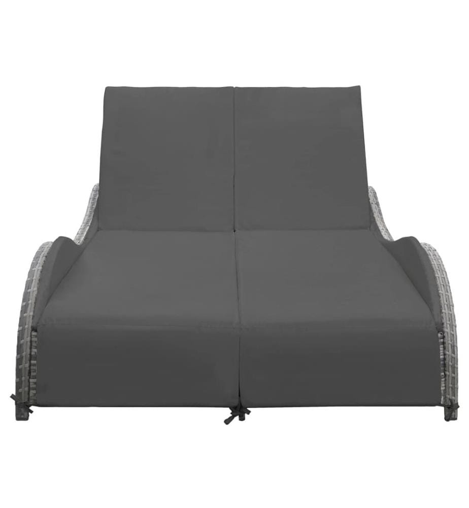 Chaise longue double avec coussin Résine tressée Anthracite