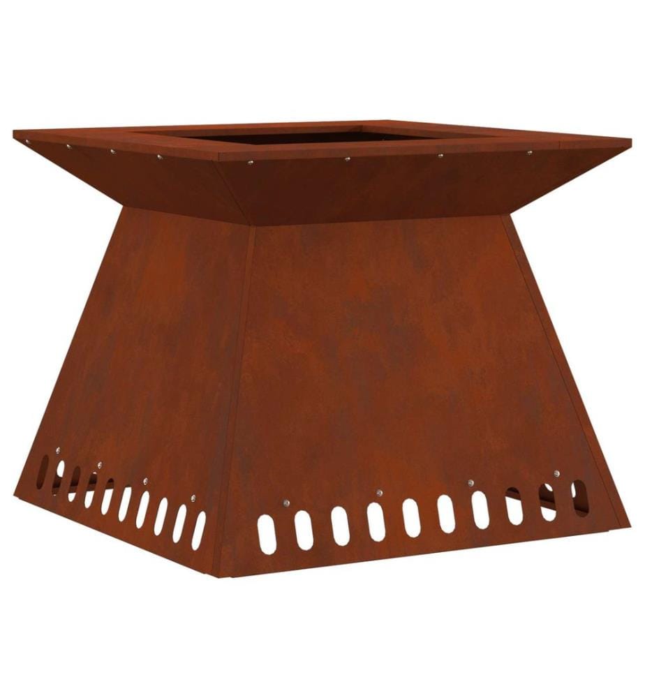 Foyer de cheminée Marron 60 x 60 x 50 cm Acier patiné