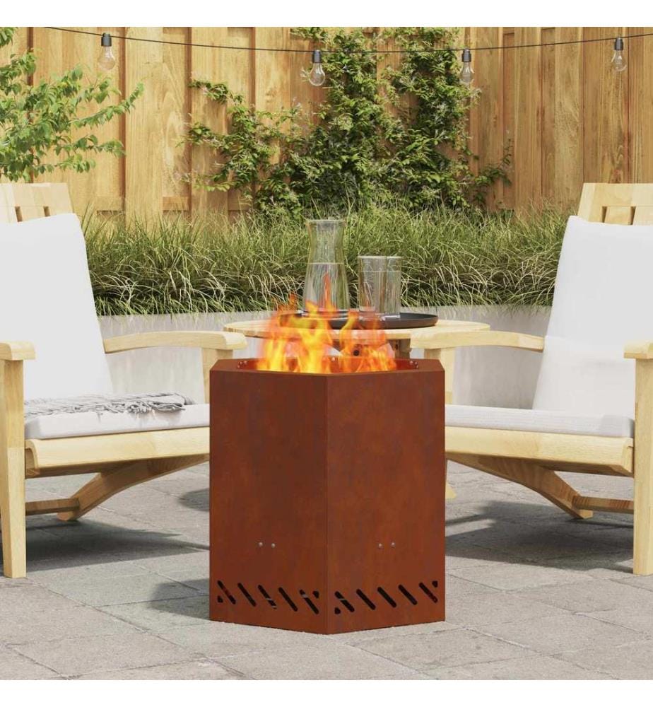 Rauchfreier Feuerkorb Braun 48 x 48 x 51 cm Wetterfeststahl