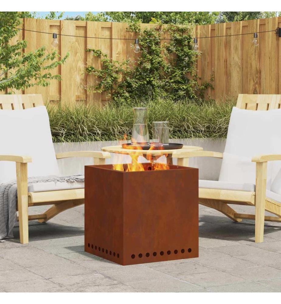 Rauchfreier Feuerkorb Braun 48 x 48 x 50 cm Wetterfeststahl