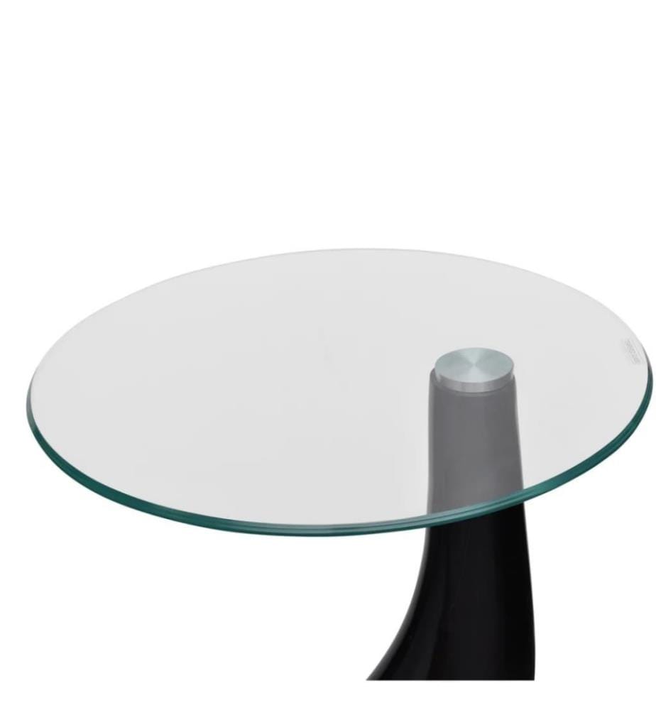 Beistelltische mit runder Glasplatte 2 Stk. Hochglanz Schwarz