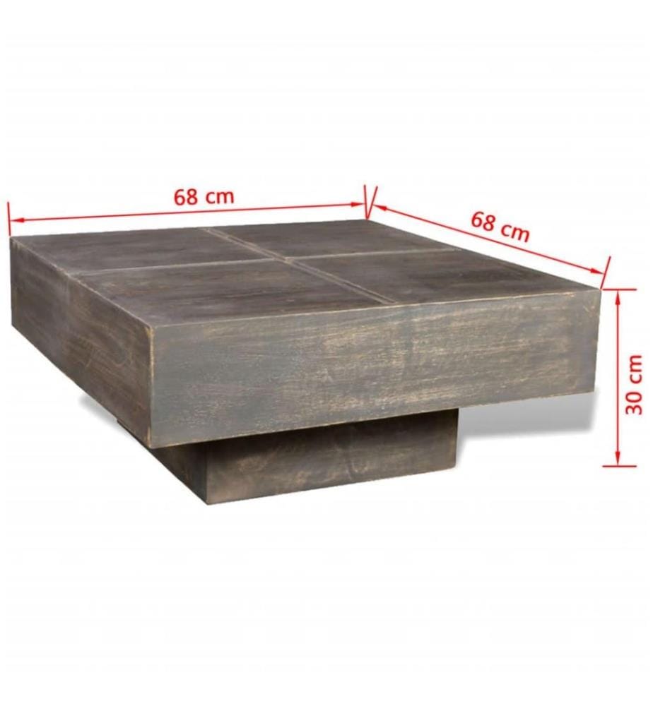 Couchtisch Dunkelbraun Quadratisch Massivholz Mango