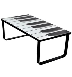 Couchtisch mit Klavier-Motiv Glasplatte