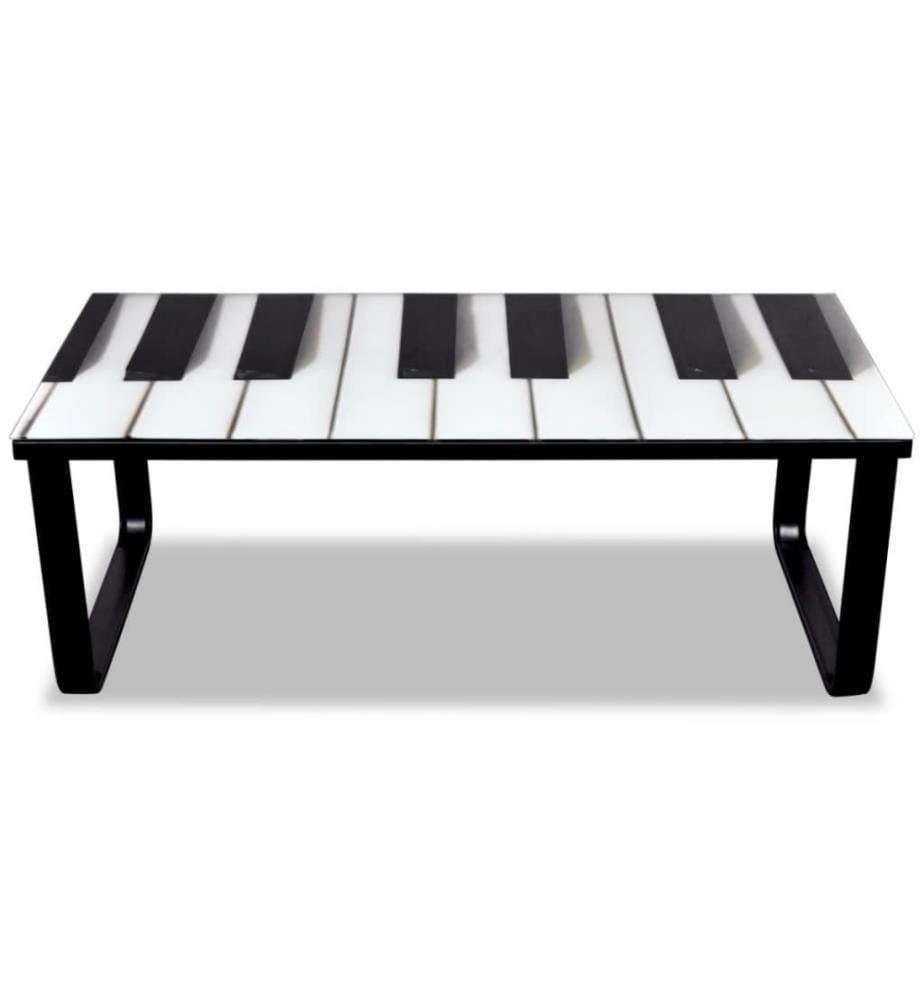 Couchtisch mit Klavier-Motiv Glasplatte