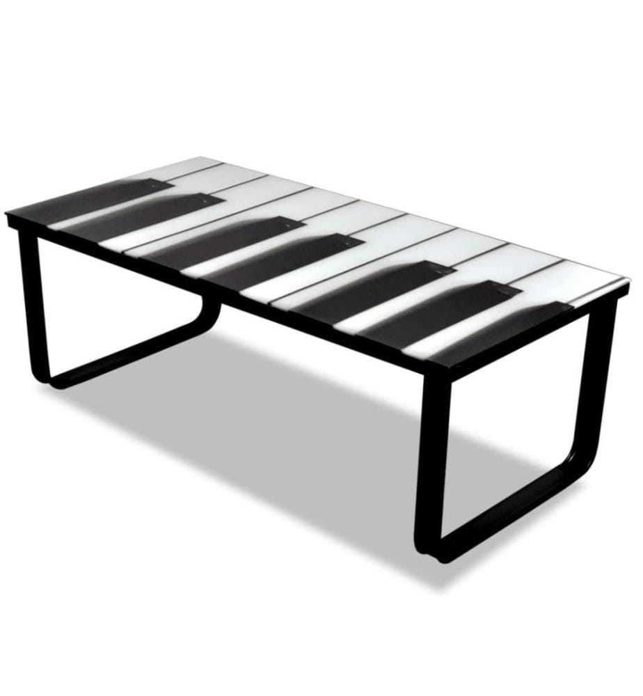 Couchtisch mit Klavier-Motiv Glasplatte