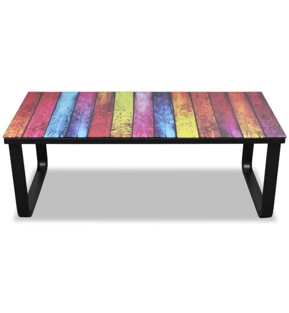 Couchtisch mit Regenbogen-Motiv Glasplatte