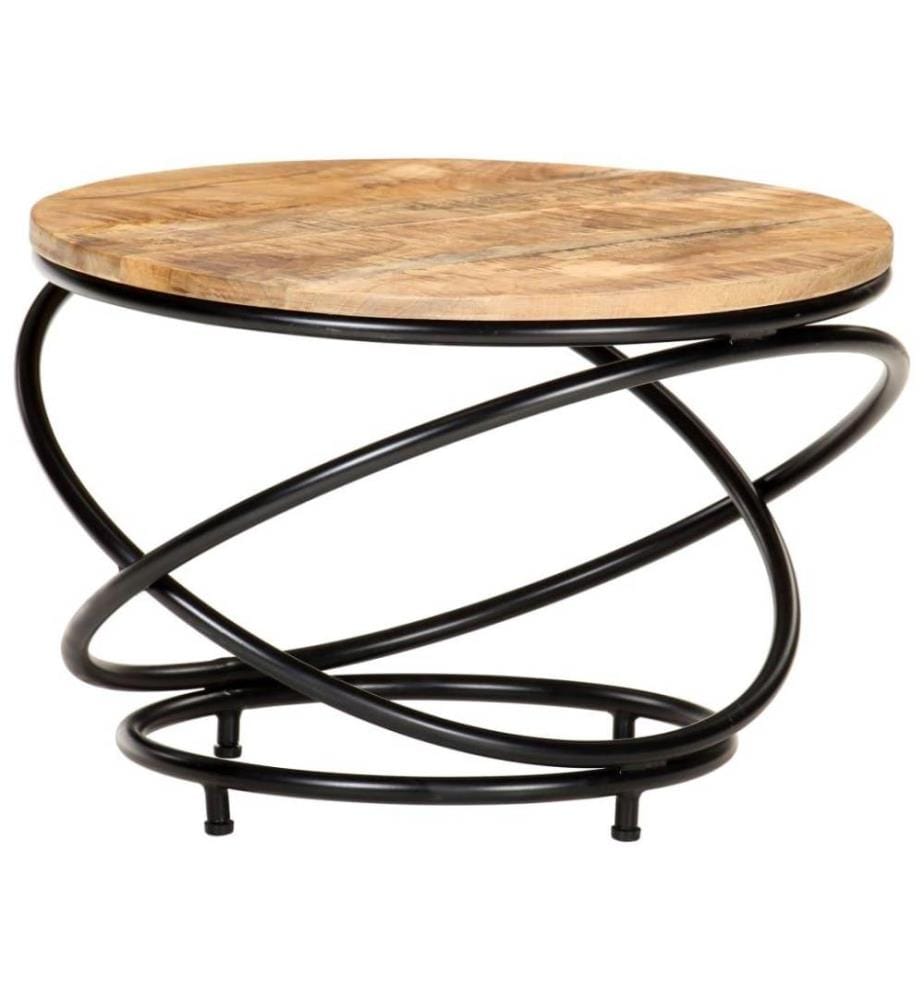 Table basse Noir 60x60x40 cm Bois massif de manguier brut