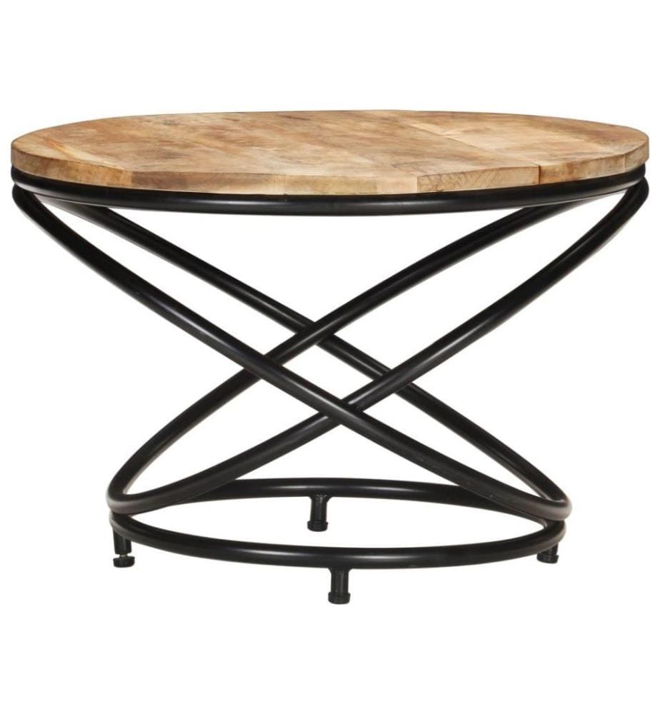 Table basse Noir 60x60x40 cm Bois massif de manguier brut