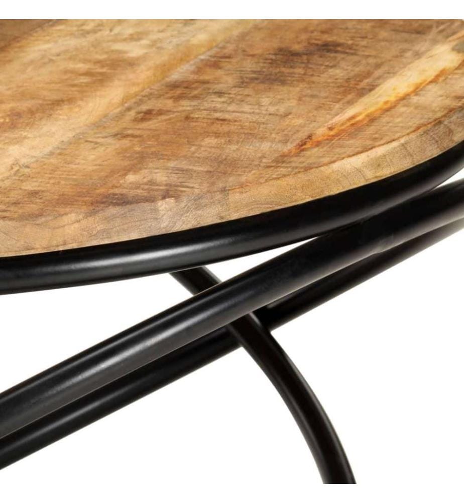 Table basse Noir 60x60x40 cm Bois massif de manguier brut