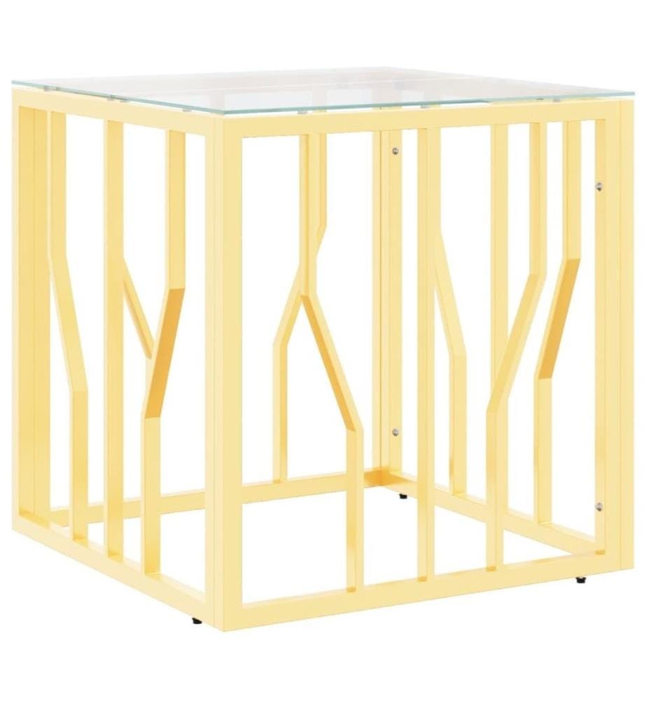 Couchtisch Golden 50x50x50 cm Edelstahl und Glas