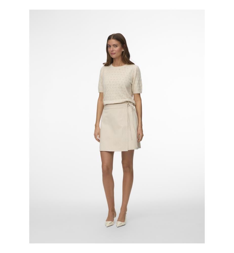 Top mit Rundhalsausschnitt 2/4 Midi - Weiss