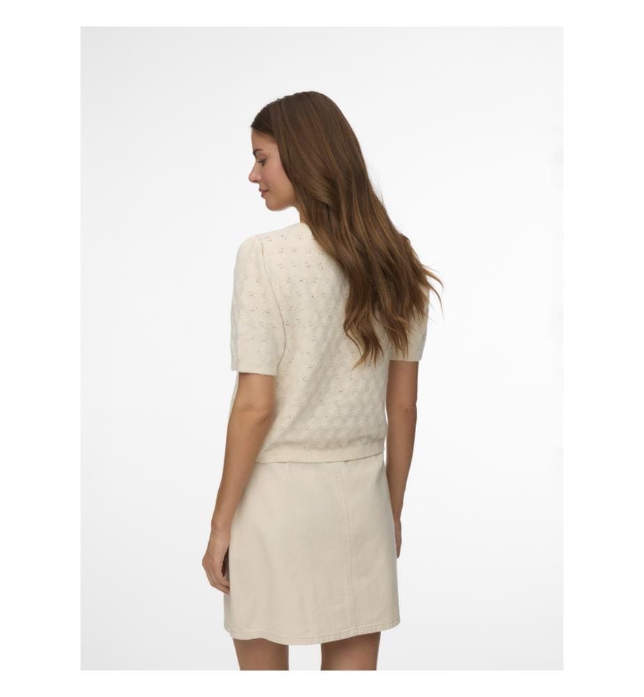 Top mit Rundhalsausschnitt 2/4 Midi - Weiss