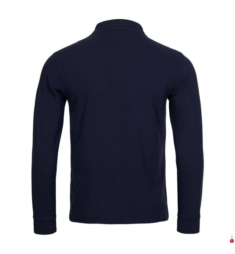 Langärmeliges Poloshirt - Marineblau