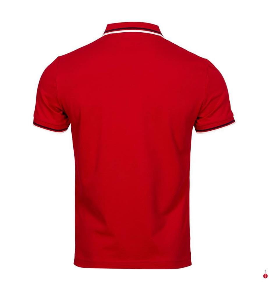 Zweifarbiges Piqué-Poloshirt - Rubinrot