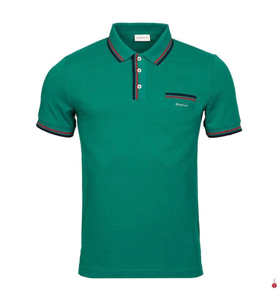 Polo-Shirt aus zweifarbigem Piqué - Dunkelgrün