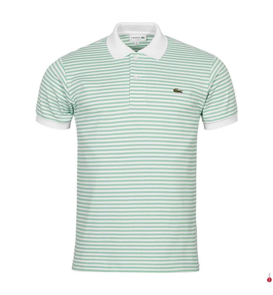 Polohemd Classic fit Klein Piqué - Hellgrün und Weiss