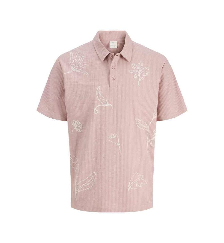Polo-Shirt mit Blumen - Rosa