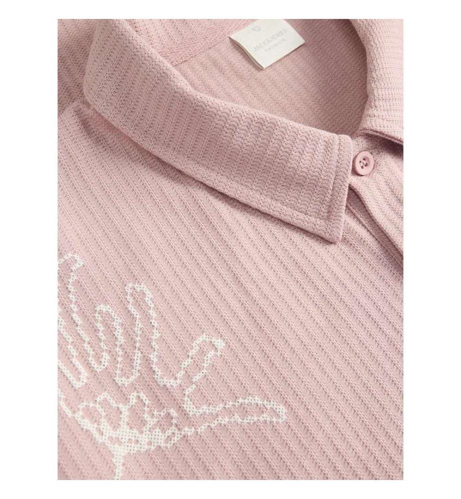 Polo-Shirt mit Blumen - Rosa