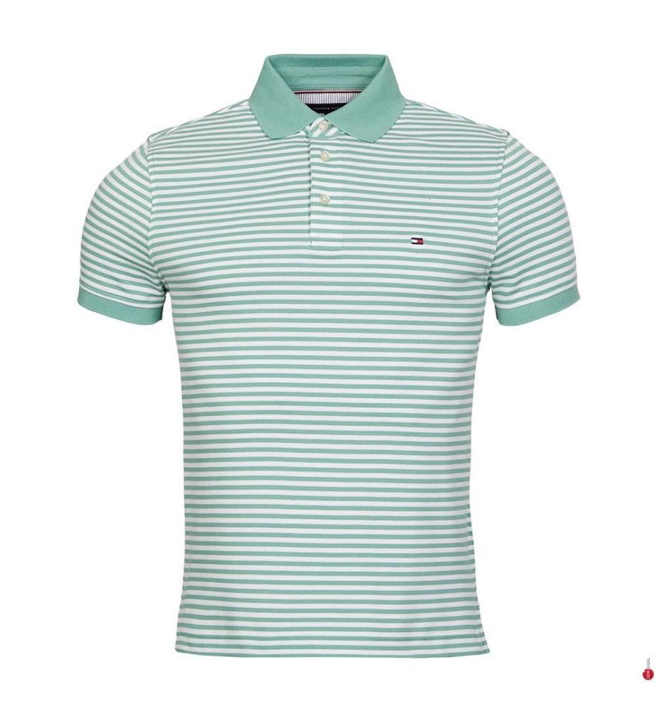 Poloshirt 1985 Regular Fit - Grün und Weiss