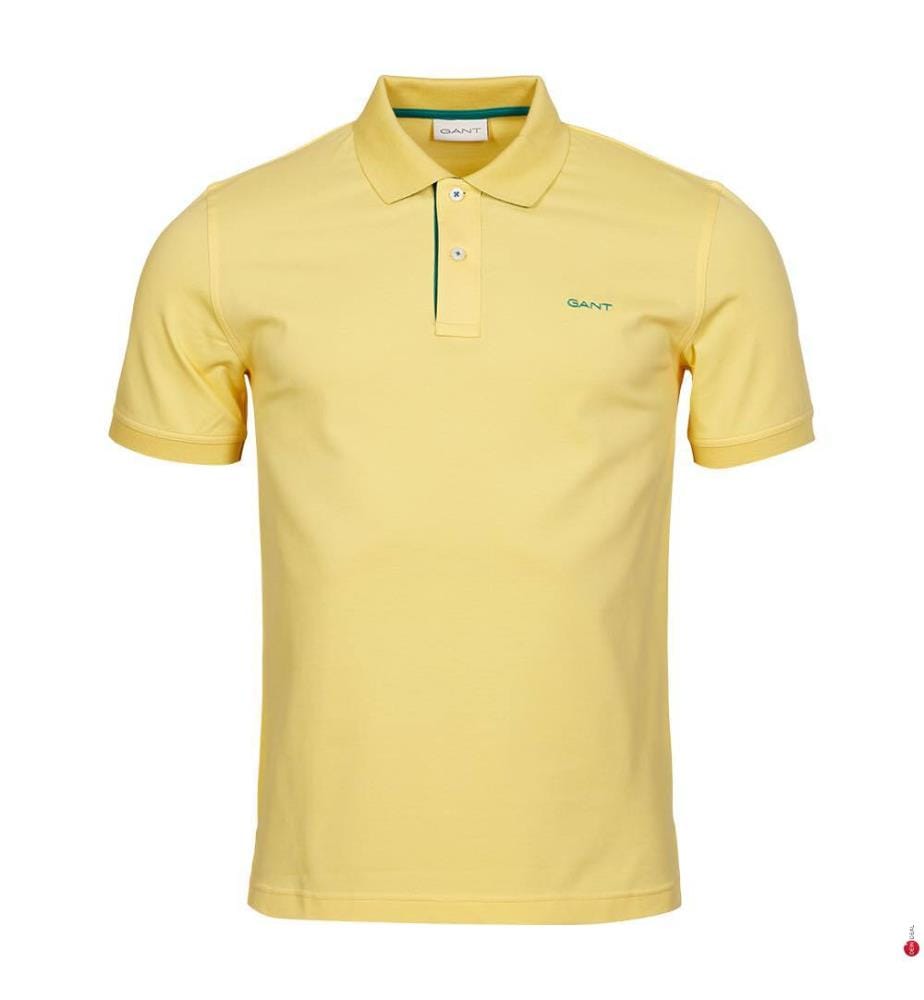 Polo-Shirt aus kontrastierendem Regular Fit Piqué - Banana Yellow