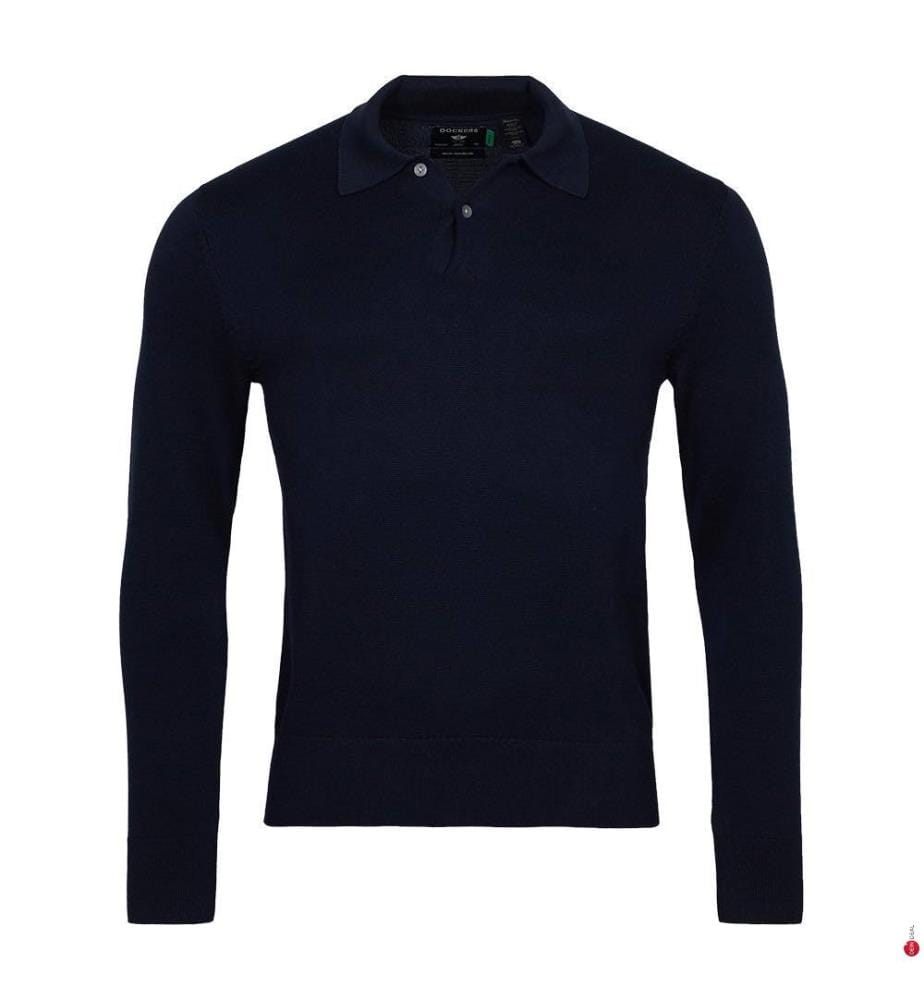 Langärmeliges Poloshirt - Schwarz