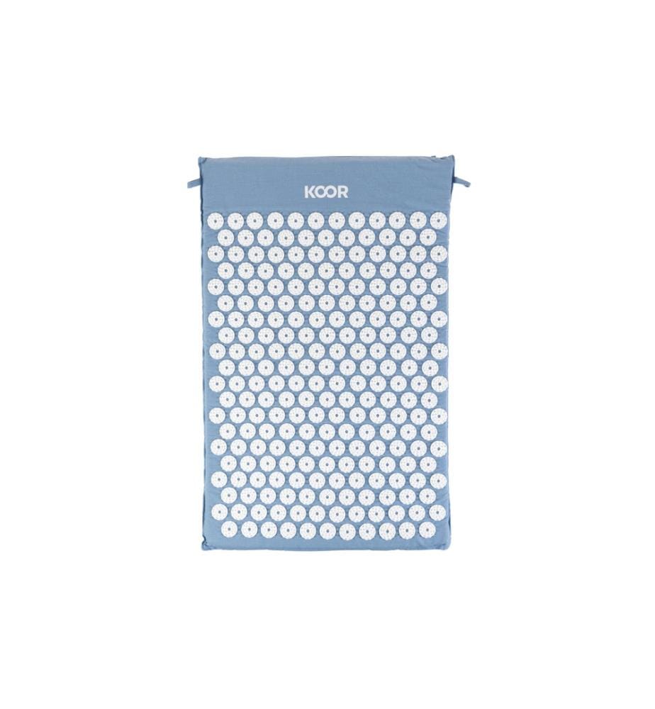 KOOR - Tapis d'acupression avec coussin Bleu/Blanc