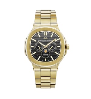 L'Envie Moonphase Schweizer Quarzuhr - Sandgestrahlt Schwarz und Golf