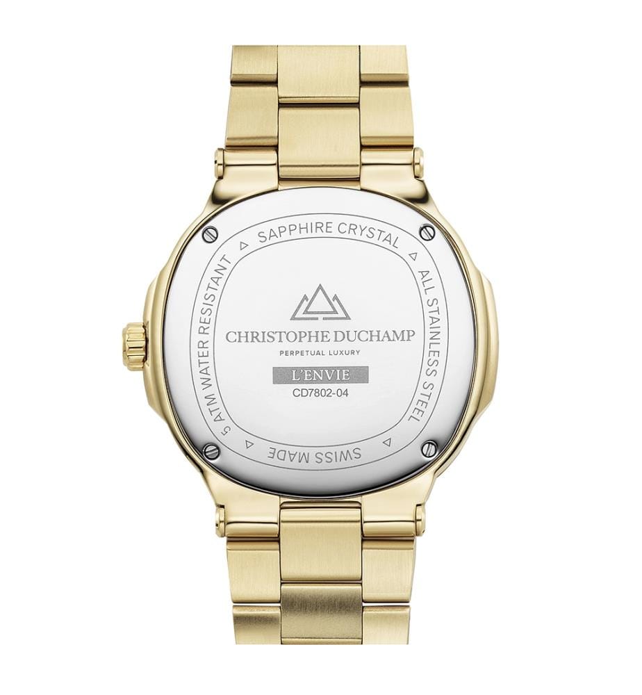L'Envie Moonphase Schweizer Quarzuhr - Sandgestrahlt Schwarz und Golf