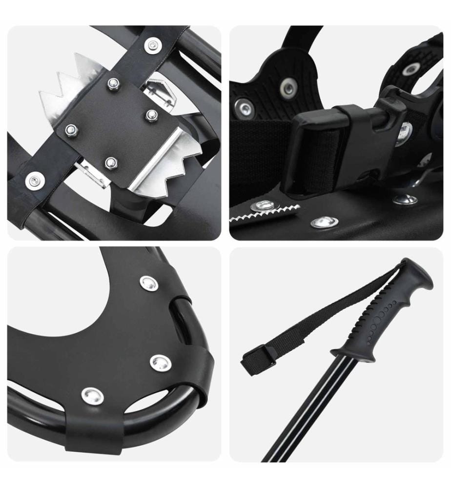 3 in 1 Schneeschuhe Schwarz 30 Zoll Aluminium und HDPE