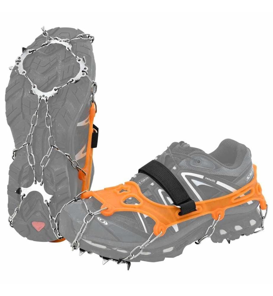 Eiskrallen für Schuhe mit 10 Spikes Orange S Edelstahl