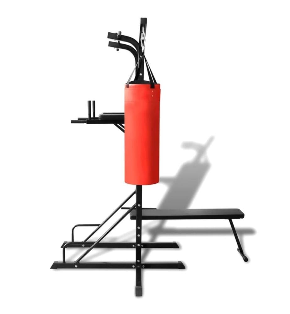 Fitness Kraftturm mit Trainingsbank und Boxsack